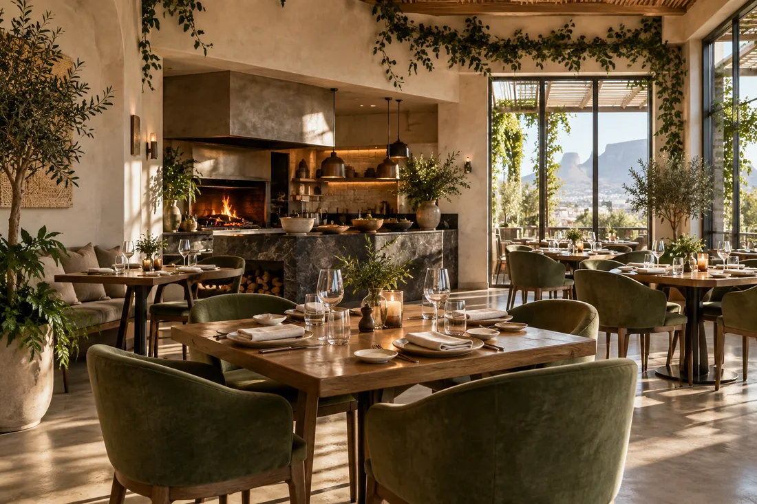Sunlight falling across a welcoming restaurant, with tables set for dinner